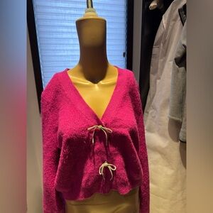 Women's Pink Sweater with Tie Front